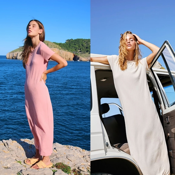 New Free People Simone Jenner Tee Dress Mustard S - Picture 8 of 12